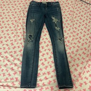 PacSun Low Rise Skinniest Distressed Jeans, ash blue, size 0/24,